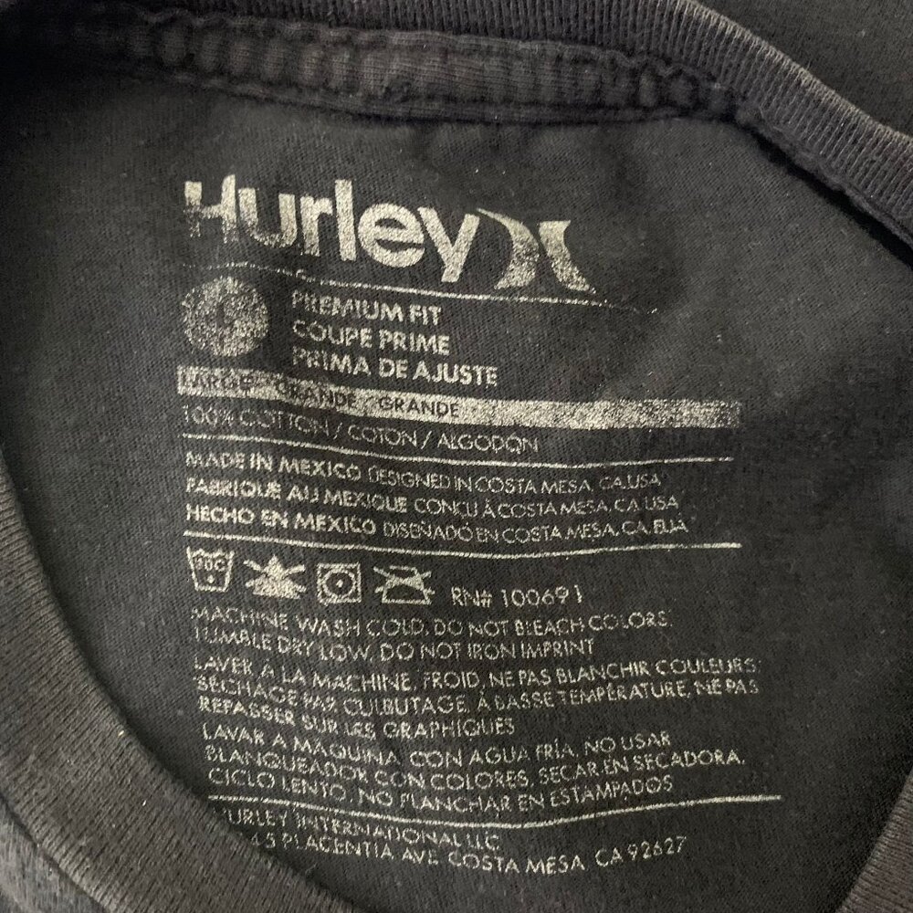 Hurley Crewneck Short Sleeve T Shirt M Black Graphic Cotton Pullover Skate Surf - Picture 6 of 6